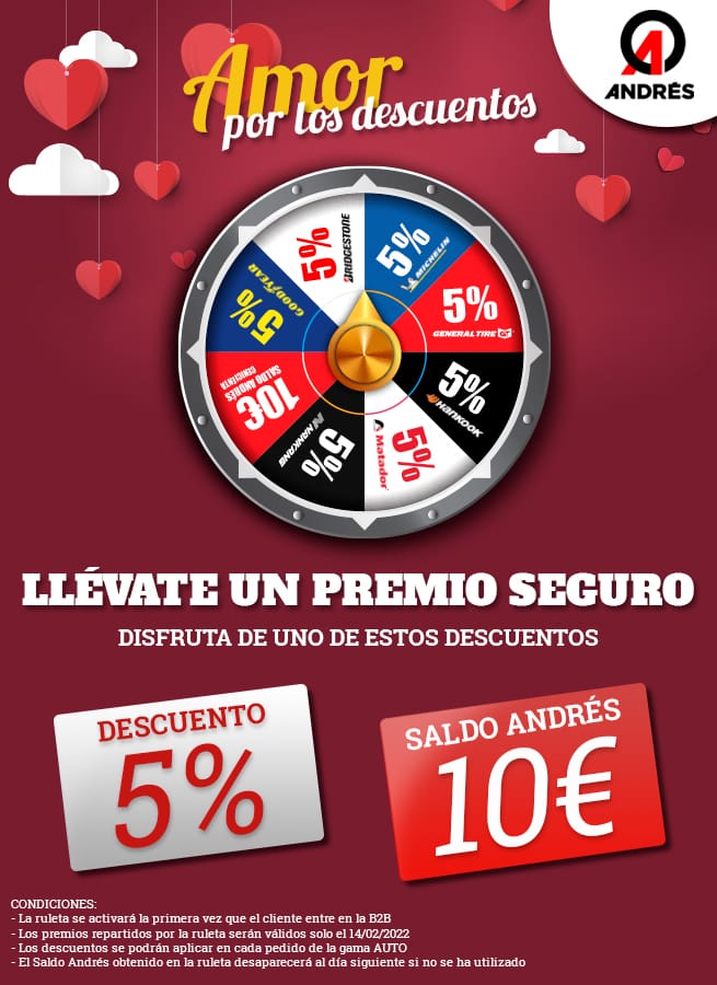 San Valentín Ruleta descuentos en neumáticos