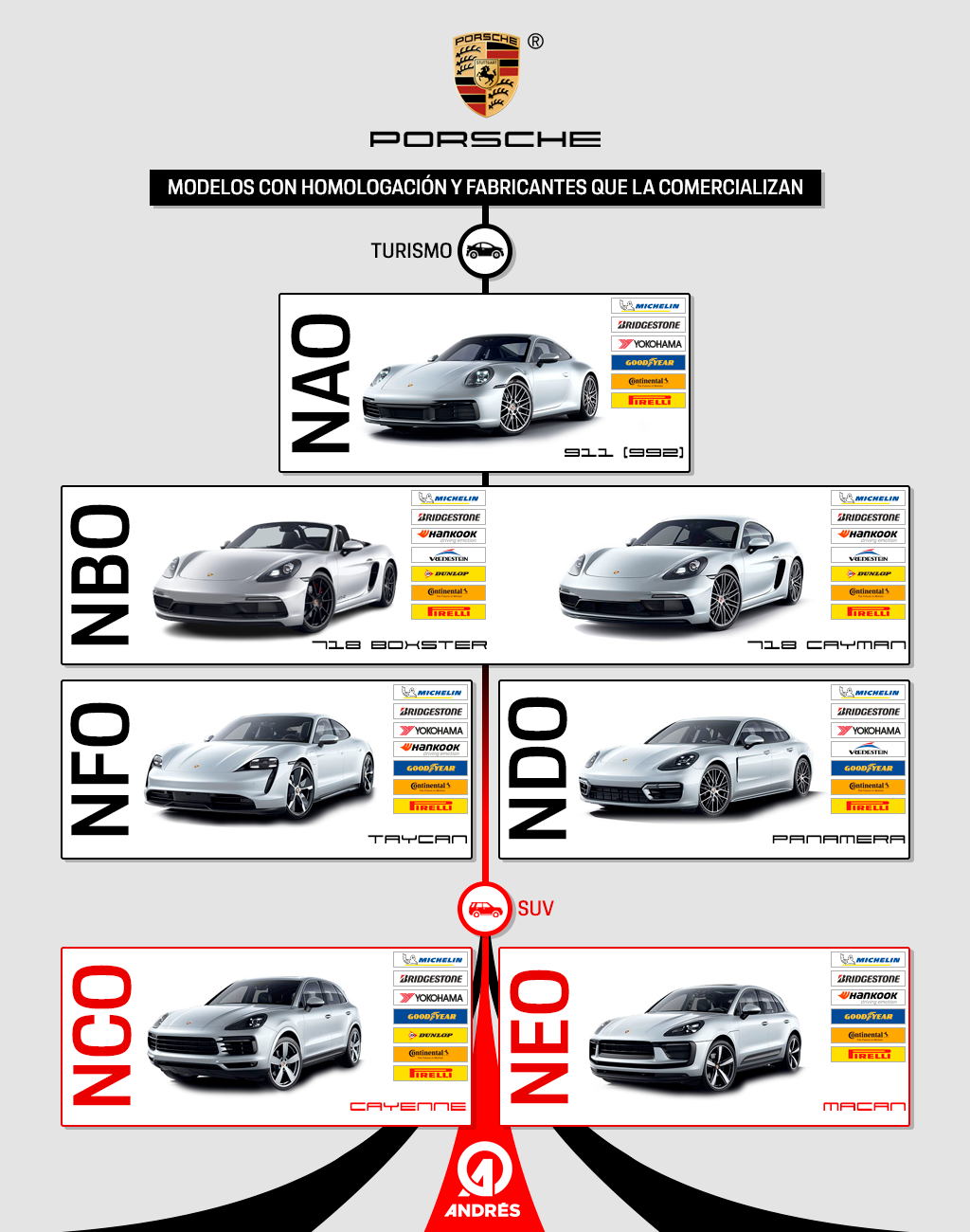 infografia Homologaciones Neumáticos para Porsche
